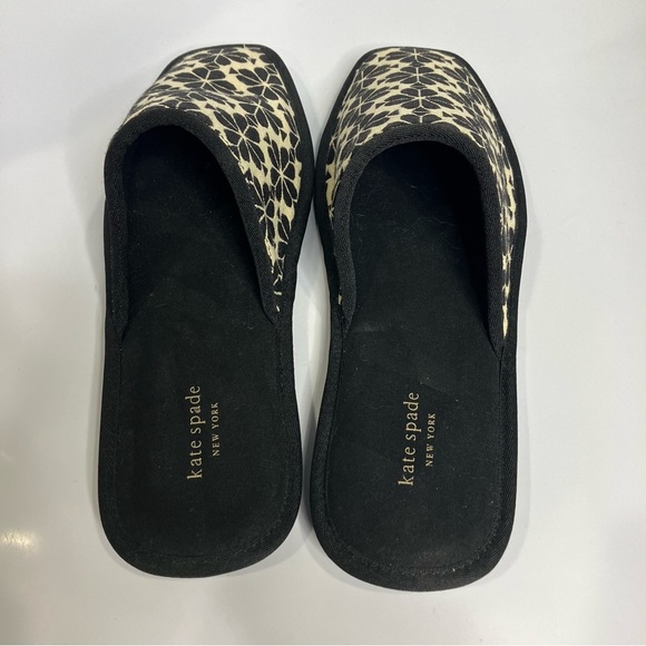 Kate Spade flower jacquard dove slippers women’s size 11 tan black luxury casual - Picture 6 of 9